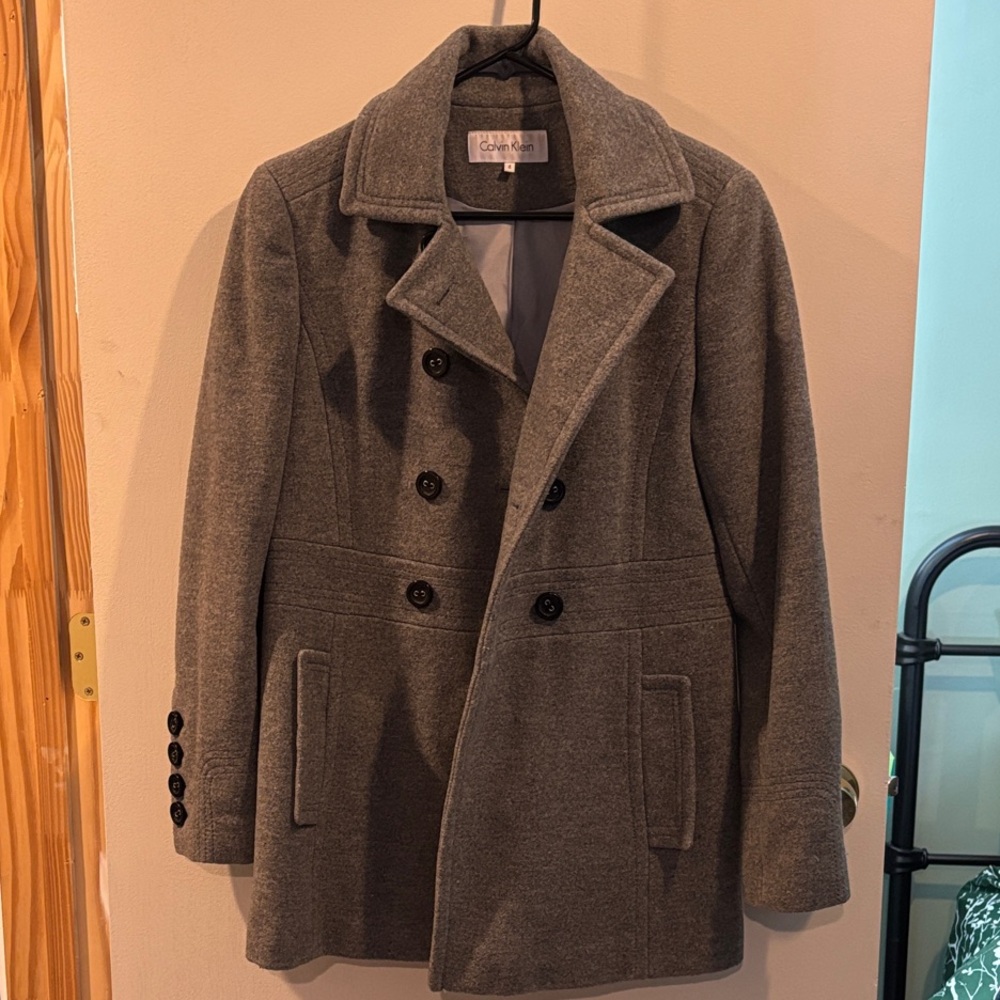 Calvin Klein Women’s Charcoal Double-Breasted Coat